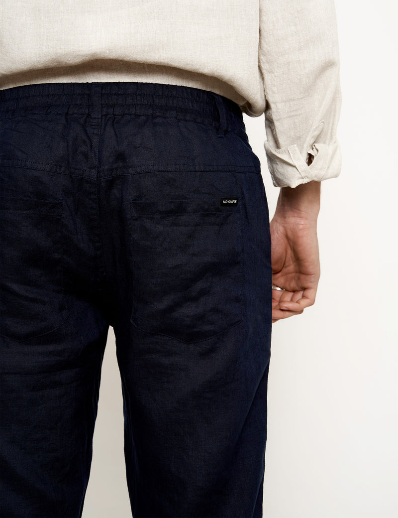 Tanner Linen Pant - Navy