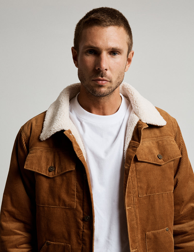 Cord Sherpa Jacket - Tobacco