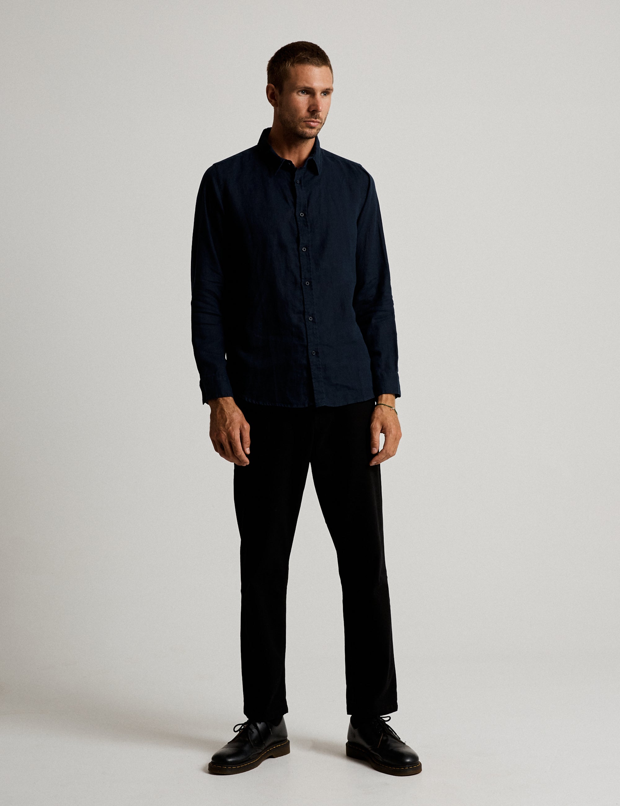 Navy Linen long sleeve shirt – Mr Simple