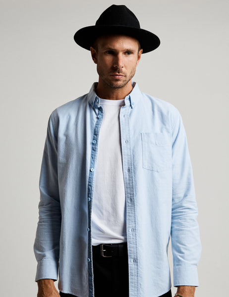 Blue Oxford Long Sleeve Shirt - Mr Simple