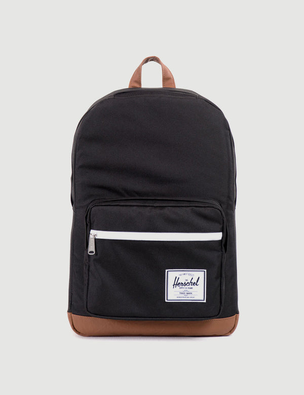 Herschel Pop Quiz Backpack - Black/Tan Synthetic Leather